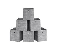 SONGMICS Cajas de Almacenamiento, Juego de 6 Cajas de Tela No Tejida con Asa, 26 x 26 x 28 cm, Unidad de Almacenamiento, para Estantes, Plegable, Almacenamiento de Ropa, Gris Jaspeado RFB026G01