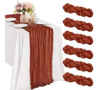Juego de 6 caminos de mesa de algodón boho crema, 43 x 274 cm