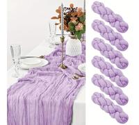 Juego de 6 caminos de mesa de muselina de gasa, 43 x 274 cm (morado claro)