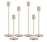 Juego de 6 Candelabros para velas, 6 Portavelas dorados, 3 Candelabro Cilíndrico de diferentes alturas. Los Porta Velas son adecuados para Boda con Candelabros, Fiesta de Cumpleaños, Velas Decorativas