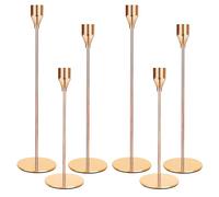 Juego de 6 Candelabros para Velas, 6 Portavelas Dorados, 3 Candelabro cónicos de Diferentes Alturas. Los Porta Velas Son adecuados para Boda con Candelabros, Fiesta de Cumpleaños, Velas Decorativas