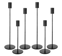 Juego de 6 Candelabros para Velas, 6 Portavelas Negro, 3 Candelabro Cilíndrico de Diferentes Alturas. Los Porta Velas Son adecuados para Boda con Candelabros, Fiesta de Cumpleaños, Velas Decorativas