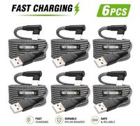 Juego de 6 cargadores rápidos Tipo-C, cable trenzado USB a USB-C de , color y negro premium, compatible con Samsung, Huawei, Xiaomi, Redmi, Oppo, Oneplus y otros múltiples smartphones