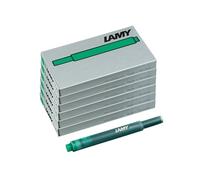 Juego de 6 cartuchos de tinta borrables LAMY T10 con gran capacidad de tinta, aptos para todos los modelos de plumas estilográficas LAMY. Cont.: 1,25 ml/cartucho. 5 uds/paquete. Color tinta: verde