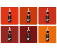 Juego de 6 cartuchos de tinta JUSTiNK rojo claro, rojo oscuro, rojo básico, 6 x 30 ml (REACH) - INKgrafiX®AKTION RED Just Ink Set