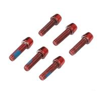 Juego de 6 cierres de vástago de bicicleta de acero inoxidable M5 x 18 mm con chapado en titanio, para montaje y ajuste de vástago de bicicleta (rojo)