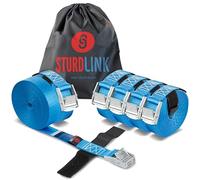 Juego de 6 Cinchas de Amarre 5m 25mm 250kg con Hebilla Rápida y Sistema para Atar + Bolsa para Sujeción en el Portabicicletas, Barras o Baca Techo Coche, Remolque Bicicleta, Equipaje, Kayak