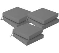 Juego de 6 cojines cuadrados impermeables para sillas de exterior, 5 cm de grosor con lazos para patio, jardín, cocina y comedor, color gris elegante