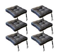 Juego de 6 cojines de terciopelo extra grueso para silla de comedor con lazos, correas antideslizantes y cremallera oculta para comedor, almohadillas de asiento duraderas de color carbón