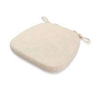 Juego de 6 cojines para silla de color beige claro, lavables de lino con lazos, redondos, para interiores y exteriores, cómodos cojines de asiento de jardín de 42 x 40 cm.