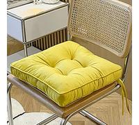 Juego de 6 cojines para sillas de comedor extra gruesos antideslizantes amarillos con lazos, 40 x 40 cm, almohadillas de asiento para cocina y comedor, T & Sle para un mejor apoyo de asiento