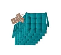 Juego de 6 cojines para sillas de Comedor fabricados en Italia, cojines para sillas de 40 x 40 cm, 6 cm de grosor, Cojines exterior jardin, cojines sillas comedor (6, Petrolio.)