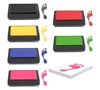 Juego de 6 colores Kit Huella para bebé de huellas pies manos, huellas mano pies Almohadilla de Tinta huella bebe impresiones de manos y pies bebé Seguro y fácil de lavar