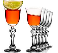 Juego de 6 copas de aguardiente con tallo de IMPERIAL glass - 60ml de vidrio cristalino "Vintage" - elegante copa de licor estilo vintage con tallo facetado y en forma de cáliz, apta para lavavajillas