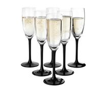 Juego de 6 copas de champán de 180 ml, caja de presentación, tallo negro