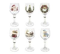 Juego de 6 copas de vino de Navidad con estampado para decoración de | 7,20 x 2,36 x 2,36 pulgadas | 190 g Single Glass Weight | 6-Piece Christmas Wine Glass Set With Gift Box For Holiday Parties