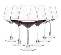 Juego de 6 copas de vino tinto, copas de vino grandes de color burdeos de 20 onzas, copas de vino de tallo largo, perfectas para degustación de vinos, bodas, aniversarios, cumpleaños