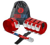 Juego de 6 Correas de Amarre 3m 25mm 250kg con Hebilla de Pinza y Sistema de Sujeción + Bolsa, para Sujetar el Porta Bicis para Coche, Barras de Techo, Anillos de Anclaje Maletero Coche STURDLINK