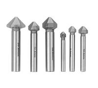 Juego de 6 cortadores de chaflán, broca avellanadora de HSS de 3 caras y 90 grados con vástago redondo para desbarbar madera y metal; incluye tamaños de 6,3 mm a 20,5 mm para uso