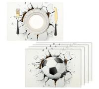 Juego de 6 Creatividad Manteles Individuales Lavables - 45x30 cm fútbol Americano Manteles Individual de Algodón Lino Salvamanteles