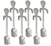 Juego de 6 cucharas agitadoras de calavera, cucharas colgantes de café y té de 5 pulgadas con diseño de Halloween en plata