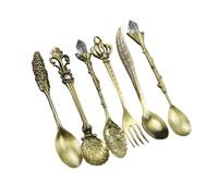 Juego de 6 cucharas de café de estilo antiguo clásico de aleación de zinc de cristal sin deslizamiento, utensilios de cocina para cócteles, conjunto de postre