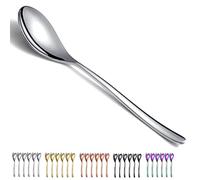 Juego de 6 cucharas de cena Kyraton de acero inoxidable de 8 pulgadas, cuchara para sopa, juego de cubiertos, resistente, fácil de limpiar, cuchara de postre, apta para lavavajillas