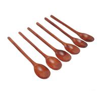 Juego de 6 cucharas de cocina de madera natural - Cucharas de sopa de madera estilo coreano de 9 pulgadas de largo para el hogar, restaurante, camping, resistente al calor