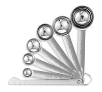 Juego de 6 cucharas medidoras de metal, cucharas medidoras de acero inoxidable, cuchara medidora de mesa para café, cuchara de cucharadita, incluye 1/8, 1/4, 1/2, 1 cucharadita, 1/2 cucharada, 1