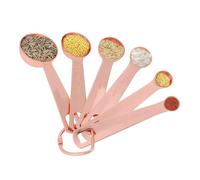 Juego de 6 cucharas medidoras de oro rosa, cuchara de cobre de acero inoxidable con escala para medir ingredientes secos y líquidos.