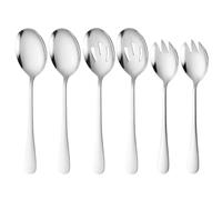 Juego de 6 cucharas para servir ensaladas, colador, juego de cucharas de cocina de acero inoxidable, juego de vajilla de postre, cuchara de cocina de acero inoxidable, accesorios de cocina