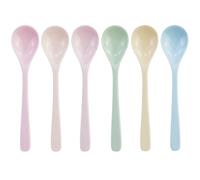 Juego de 6 cucharas redondas de plástico con mango largo, cucharas reutilizables para mermelada, café, helado, mermelada, huevo, sopa, cocina (5 colores)