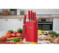Juego de 6 cuchillos con soporte rojo de Royalty Line
