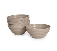 Juego de 6 Cuencos Classic de Plástico Duro Reutilizables e Irrompibles para Aperitivos, Postres Fiestas y Eventos (570ML, Marron)