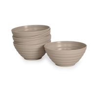 Juego de 6 Cuencos Classic de Plástico Duro Reutilizables e Irrompibles para Aperitivos, Postres Fiestas y Eventos (570ML, Marron)