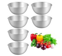 Juego de 6 cuencos de acero inoxidable, 1,2 l, diámetro de 19,3 cm, cuencos de acero inoxidable con marcas de medición, aptos para lavavajillas, apilables, para cereales, para salsas, aperitivos,
