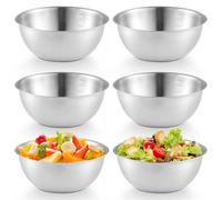 Juego de 6 cuencos de acero inoxidable, ensaladeras, cuencos de acero inoxidable, cuenco para mezclar, cuenco de metal, para servir, aperitivos, cereales (17 cm, 0,7 L)