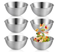 Juego de 6 cuencos de acero inoxidable, para mezclar, ensaladera de acero inoxidable, apilable, versatilidad, apto para lavavajillas, para salsas, aperitivos (16,8 x 8,5 x 6,8 cm)