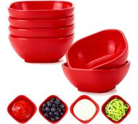 Juego de 6 cuencos irrompibles para salsa de plástico, 4,5 oz, juego de cuencos pequeños para postres, mini cuencos de preparación para guarniciones, ketchup, aperitivos, frutos secos, especias (rojo)