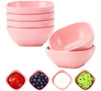Juego de 6 cuencos irrompibles para salsa de plástico, 4,5 oz, juego de cuencos pequeños para postres, mini cuencos de preparación para guarniciones, ketchup, aperitivos, frutos secos, especias (rosa)