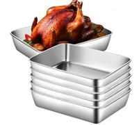 Juego de 6 cuencos para empanar, 25,5 x 20 x 5,5 cm, cuenco rectangular de acero inoxidable, juego de empanado de acero inoxidable, apto para lavavajillas, recipientes ectogonales para pescado, carne