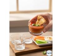 Juego de 6 cuencos para salsas - De cristal o bambú - Mini cuencos para ketchup, mayonesa, salsas, aperitivos, mermelada, miel, mantequilla, snacks, frutos secos, entrantes y postres - Cuencos