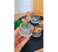 Juego de 6 cuencos para salsas - De vidrio o bambú - Mini cuencos para ketchup, mayonesa, salsas, aderezos, mermelada, miel, mantequilla, aperitivos, frutos secos, entrantes y postres - Cuencos