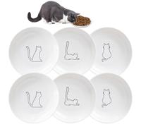 Juego de 6 cuencos planos para gatos en diseño moderno, para prevenir el estrés de los bigotes, para comida y agua, para gatos y animales pequeños