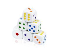 Juego de 6 dados D6, dados coloridos y 6 lados, 25 mm, acrílico de color para juegos de mesa, dados coloridos para juguetes educativos, clases de matemáticas, fiestas y aulas (redondeadas)