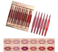 Juego de 6 delineadores de labios de doble extremo y color mate suave para una definición fuerte y fácil aplicación, lápiz labial mate aterciopelado