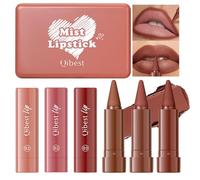 Juego de 6 delineadores de labios y pintalabios, 2 en 1 Ombre Effect Velvety, lápiz de contorno de labios mate de terciopelo nude para mujer, de larga duración, resistente al agua, a prueba de smudge