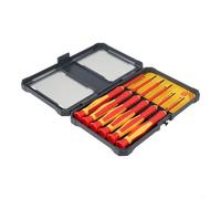 Juego de 6 destornilladores aislados de 1000 V con punta magnética Pptpr mango antideslizante en reparación de electricista ennegrecido para caja de almacenamiento