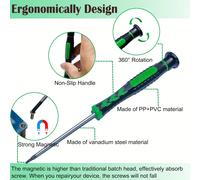 Juego de 6 Destornilladores - Magnéticos con Mango Antideslizante en DIFERENTES TAMAÑOS y COLORES, Kit Profesional para Reparación de Electrónicos, iPhone, PC, Joyería y Gafas