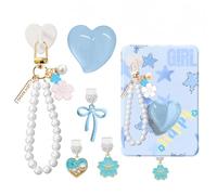 Juego de 6 dijes compatibles con Kindle, accesorios que incluyen tapón antipolvo tipo C/USB C, cadena con gancho, soporte de agarre de corazón, compatible con Kindle Paperwhite 11ª 12ª generación